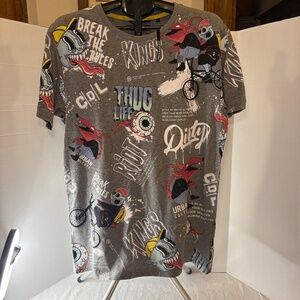 Cropp Mens L Graphic Reg Fit T Shirt Cartoon Thug Life/Kings/Urban Culture NEW